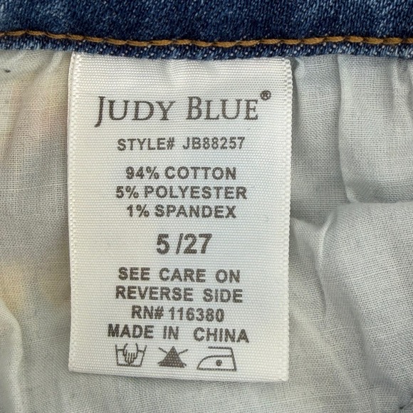 Judy Blue Relaxed Fit Jeans Sunflower Embroidery Distressed Raw Hem Size 5 27 - Picture 7 of 11